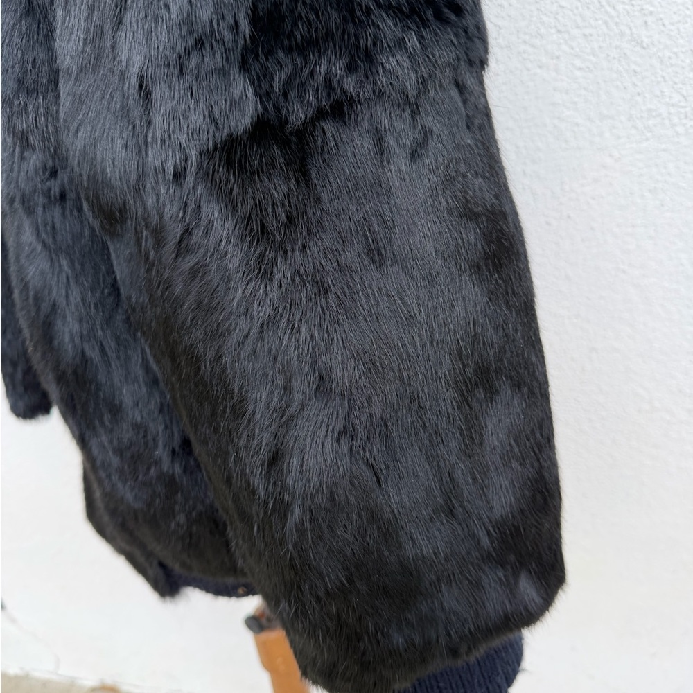 VINTAGE Black Rabbit Fur Jacket - Picture 3 of 5